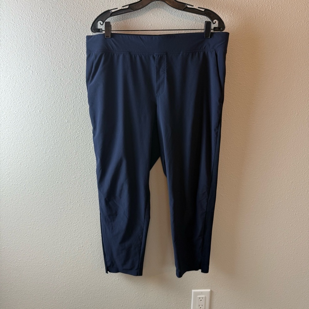 Athleta Brooklyn Ankle Pants Navy Blue Active Athleisure Casual Women 14 Petite - Picture 2 of 10